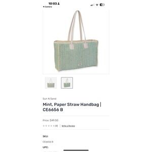 Mint  Paper Straw Handbag CE6656 B Good Condition Sun N Sand